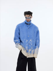 Metal Button Gradient Stand Collar Knit Sweater - COPPING THREADS - ArguE CulturE