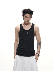 Metal Detail Ribbed U - Neck Tank Top - COPPING THREADS - ArguE CulturE