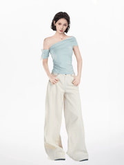 Off - Shoulder Asymmetrical Fitted Tee - COPPING THREADS - CT Select