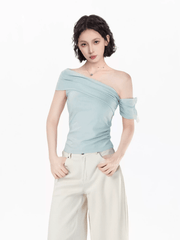 Off - Shoulder Asymmetrical Fitted Tee - COPPING THREADS - CT Select