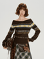 Off - Shoulder Fair Isle Knit Sweater - COPPING THREADS - CHICISLAND