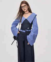 Off - Shoulder V - Neck Crop Top - COPPING THREADS - WES1