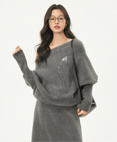 Oversized Bardot Neck Crop Top & Skirt Set - COPPING THREADS - WES1