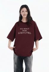 Oversized Cross - Stitch Lettering Tee - COPPING THREADS - LOSTCTRL