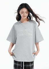 Oversized Cross - Stitch Lettering Tee - COPPING THREADS - LOSTCTRL
