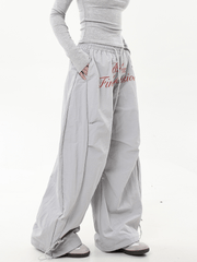 Oversized Embroidered Letters Parachute Pants - COPPING THREADS - CT Select