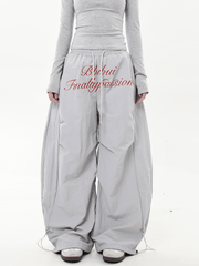Oversized Embroidered Letters Parachute Pants - COPPING THREADS - CT Select