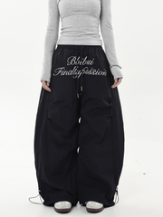 Oversized Embroidered Letters Parachute Pants - COPPING THREADS - CT Select
