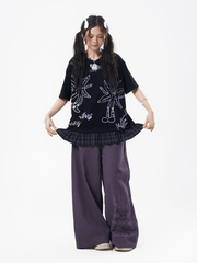 Oversized Graphic Patchwork Plaid Hem Tee - COPPING THREADS - CT Coquette