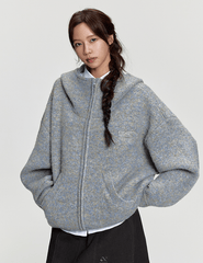 Oversized Mohair Knit Zip Hoodie - COPPING THREADS - RAPPEYE
