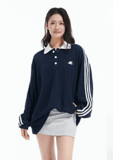 Oversized Waffle Knit Polo Sweatshirt - COPPING THREADS - LOSTCTRL