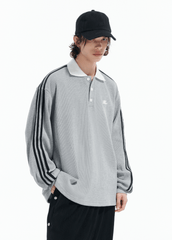 Oversized Waffle Knit Polo Sweatshirt - COPPING THREADS - LOSTCTRL