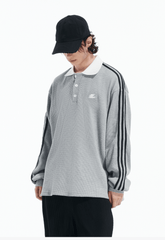 Oversized Waffle Knit Polo Sweatshirt - COPPING THREADS - LOSTCTRL