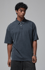 Oversized Washed Wax - Dye Polo Collar Tee - COPPING THREADS - CT Basics