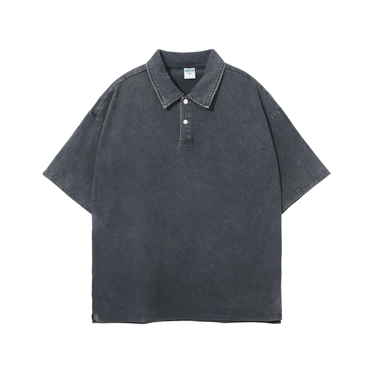 Oversized Washed Wax - Dye Polo Collar Tee - COPPING THREADS - CT Basics