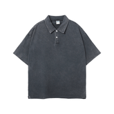 Oversized Washed Wax - Dye Polo Collar Tee - COPPING THREADS - CT Basics