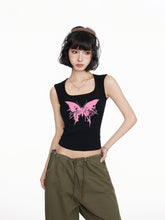 Pink Butterfly Print Tank Top - COPPING THREADS - CT Select
