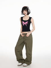 Pink Butterfly Print Tank Top - COPPING THREADS - CT Select