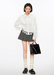 Polo Collar Contrast Lace - Up Long Sleeve Shirt - COPPING THREADS - CT Select