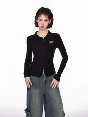 Polo Neck Double Zipper Long Sleeve Knit Sweater - COPPING THREADS - CT Select