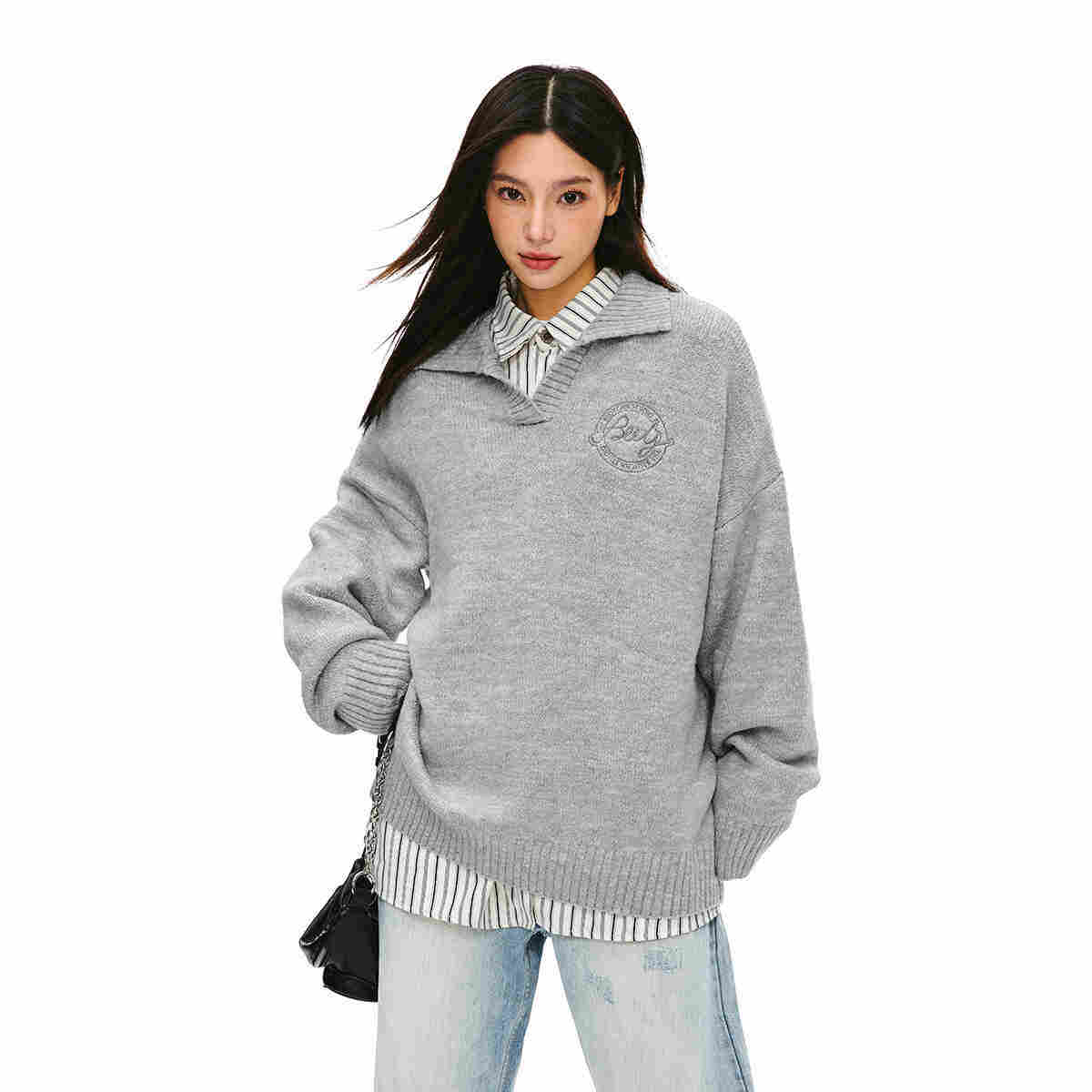 Preppy Style Collared Knit Sweater - COPPING THREADS - CT Select