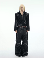 PU Leather Snake Spine Studded Embroidered Jacket - COPPING THREADS - ArguE CulturE