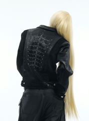 PU Leather Snake Spine Studded Embroidered Jacket - COPPING THREADS - ArguE CulturE