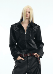 PU Leather Snake Spine Studded Embroidered Jacket - COPPING THREADS - ArguE CulturE