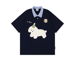 Puppy Embroidered Varsity Polo Tee - COPPING THREADS - CT Coquette