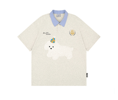 Puppy Embroidered Varsity Polo Tee - COPPING THREADS - CT Coquette