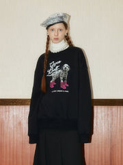 Puppy Print Round Neck Long Sleeve Sweatshirt - COPPING THREADS - GREENBELT