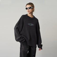 Racing Print Logo Crewneck Knit Sweater - COPPING THREADS - Harsh and Cruel