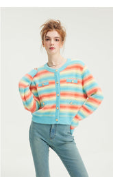 Rainbow Striped Mohair Cardigan - COPPING THREADS - CT Select