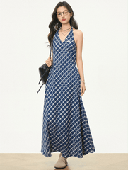 Retro Checkered Halter Neck Bodycon Dress - COPPING THREADS - WES1