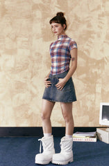 Retro Colorblock Plaid Fitted Tee - COPPING THREADS - CHICISLAND