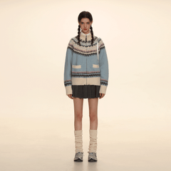 Retro Crew Neck Zip - Up Knit Cardigan Sweater - COPPING THREADS - MOROMORO