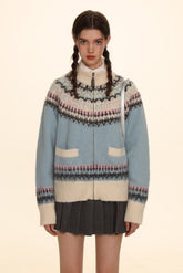 Retro Crew Neck Zip - Up Knit Cardigan Sweater - COPPING THREADS - MOROMORO