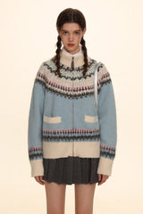 Retro Crew Neck Zip - Up Knit Cardigan Sweater - COPPING THREADS - MOROMORO