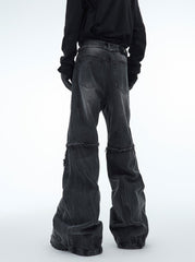 Retro Distressed Wave - Pattern Raw Hem Denim - COPPING THREADS - ArguE CulturE