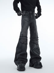 Retro Distressed Wave - Pattern Raw Hem Denim - COPPING THREADS - ArguE CulturE