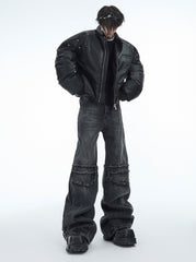 Retro Distressed Wave - Pattern Raw Hem Denim - COPPING THREADS - ArguE CulturE