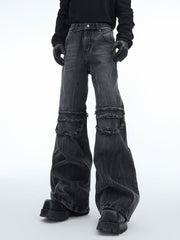 Retro Distressed Wave - Pattern Raw Hem Denim - COPPING THREADS - ArguE CulturE