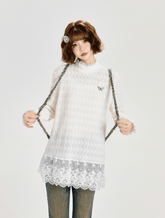 Retro Lace Panel Peplum Long Sleeve Blouse - COPPING THREADS - CT Select