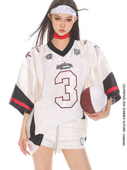 Retro No. 3 Print Satin Finish Shiny Jersey Tee - COPPING THREADS - CT Select