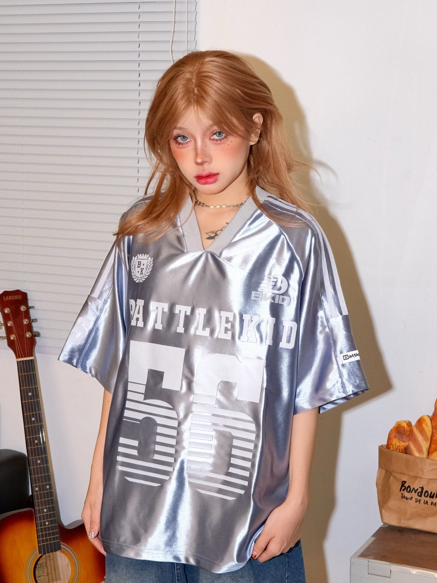 Retro Number 56 Print Stripe Hockey Raglan Jersey Tee - COPPING THREADS - CT Select