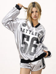 Retro Number Print Stripe Long Sleeve Jersey Tee - COPPING THREADS - CT Select