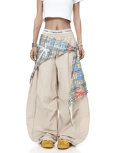 Retro Plaid Layered Paratrooper Pants with Detachable Skirt Panel - COPPING THREADS - CT Select