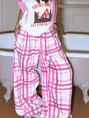 Retro Plaid Wide - Leg Pants - COPPING THREADS - Yokuku