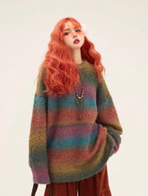 Retro Rainbow Gradient Crew Neck Sweater - COPPING THREADS - 11SH