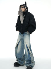 Reversible Fox Ear Fleece Hoodie Jacket - COPPING THREADS - ArguE CulturE
